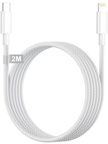 Poukey Cable USB C vers Lightning 2M, [Certifié MFi] Cable iPhone USB C Cable Lightning USB C Charge Rapide Cable Chargeur iPhone Nylon Cable USBC pour iPhone 14/13/12/11/XS/X/8/iPad/AirPods