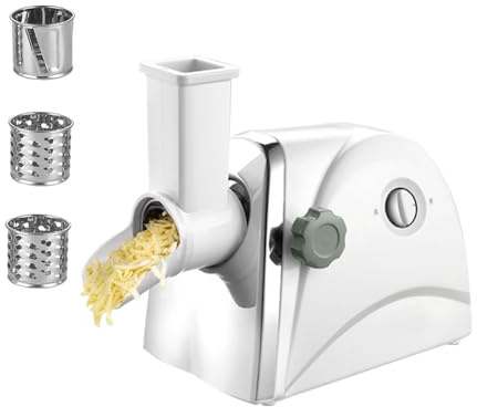 Cortador de queso eléctrico de 300 W con cuchillas de trituración de 7 mm y 5 mm y hoja de rebanar, perfecto para verduras y queso