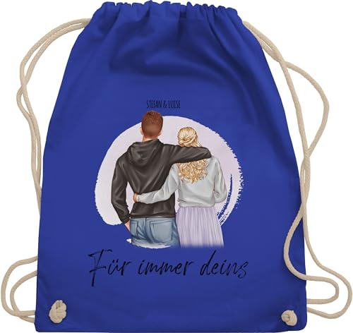 Turnbeutel Rucksack - Partner Tasche - Pärchen Geschenk personalisierbar - selber gestalten persönlich romantisch Freundin - Unisize - Royalblau - liebe paar partnerin für meinen anpassbar