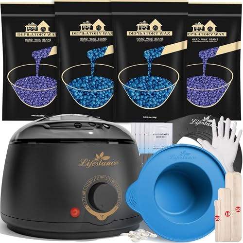 Lifestance Complete Home Waxing Kit, L1 Hard Wax Warmer for Hair Removal
