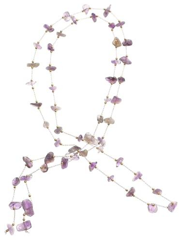 JECOMPRIS Filo di Perline di Pietra Naturale in Cristallo Viola, Rotolo per Creazione Gioielli Fai da Te, Catena di Perline Decorativa per Bracciali, Collane e Decorazioni per Feste