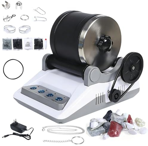 Rock Tumbler Kit de polissage électrique avec minuterie et meuleuse amovible pour polissage de pierre à faire soi-même, idéal pour tous les niveaux de compétence