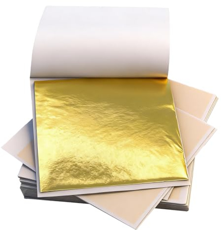 400 hojas de oro para manualidades, 8,5 x 8 cm, lámina de oro, papel dorado, hojas de metal, papel dorado, adecuadas para decoración de bricolaje, esculturas, accesorios para el hogar, pintura