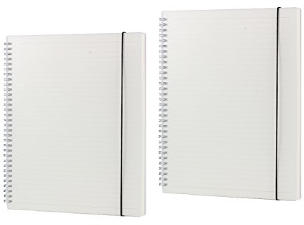 Shulaner Spiral Notebook A4 Lined, 80 Sheet Lined Paper Spiral Bound Notebook Frosted PP Cover with Elastic Belt Wirebound Notebook Pack of 2