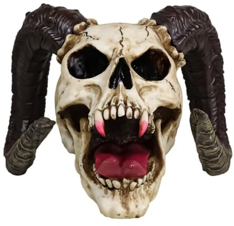 Ebros Large Bizarre Demonic Krampus Ram Horned Skull Statue Gothic Figurine Halloween Party Centerpiece