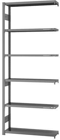 EUROKRAFT | pro | System-Steckregal | Bauart mittelschwer | Regalhöhe 2500 mm | Anbauregal | Breite x Tiefe 1000 x 300 mm