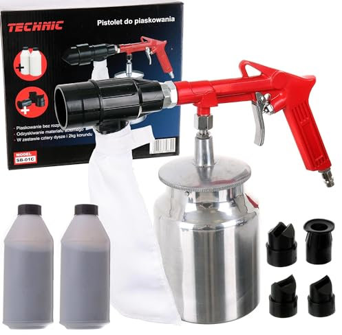 Profi Druckluft Sandstrahlpistole Sandstrahlgerät mit 2 Strahlgut 4 Düsen