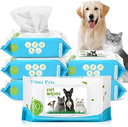 PrimePets Toallitas Perros Higiene, 6 x 100 Piezas