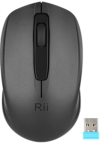 Rii Ratón inalámbrico RM100+, para PC, Portátil, Windows, Ofimática. 1000 dpi. Incluye Receptor USB -Negro