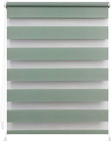 Lichtblick Doppelrollo ohne Bohren mit Verspannung, Trendfarben, stufenlos verstellbar, einfache Montage, für Fenster Salbei,45 cm x 150 cm (B x L)