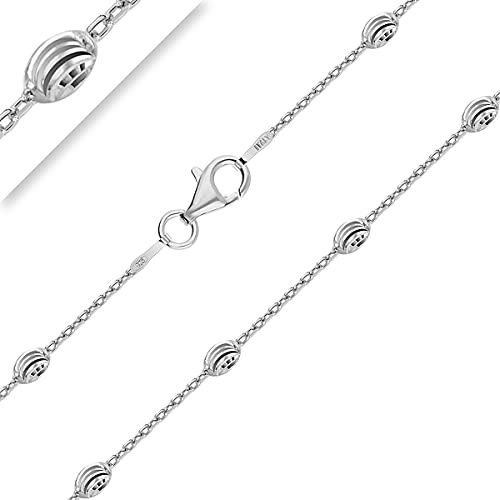 PLANETYS - Kugelkette Moon, oval, diamantiert, Sterling-Silber 925/1000, rhodiniert, Breite 3,2 mm, 40 – 45 – 50 – 55 – 60 – 65 – 70 cm, Sterling Silber Silber