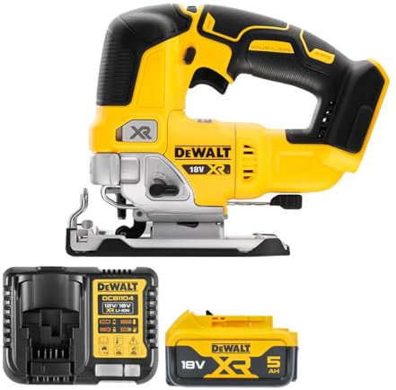 DeWalt DCS334N - Sierra de calar sin escobillas de 18 V con 1 batería DCB184 de 5.0 Ah y cargador DCB115