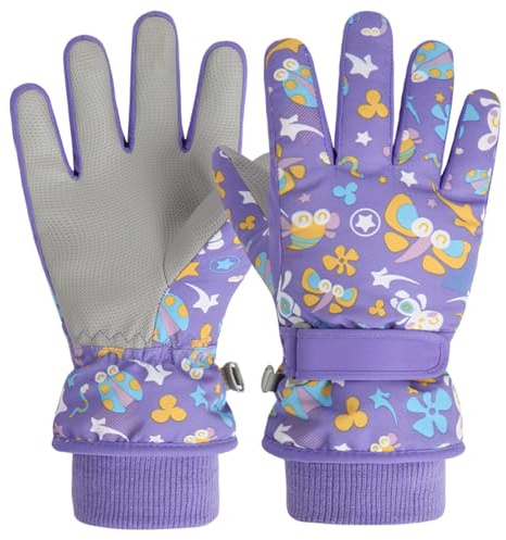 TRIWONDER Kinder Skihandschuhe, Winddichte Handschuhe, Warme Winterhandschuhe für Outdoor Sports Snowboard Skifahren (Violett, S)