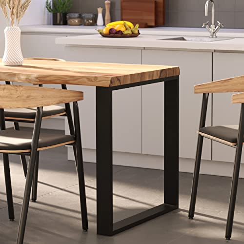 LAMO Manufaktur Esstisch Küchentisch Schreibtisch Couchtisch aus Massivholz, mit Baumkante 120x60x76 cm (AxBxH), Modern, Natur/Schwarz, LCB-01-A-002-9005M