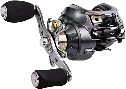 Sougayilang Moulinet de pêche Baitcasting avec 11+1 roulements blindés, système de Frein magnétique Moulinet de pêche pour la pêche en Eau Douce et en Eau salée