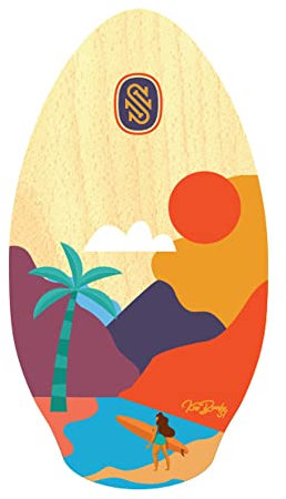 Surfboard Skimboard SkimOne 37 95cm Kee Beach Orange Gelb Holz Wood