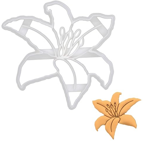 BAKERLOGY Day Lily Cookie Cutter - Detailed Biscuit Cutter Design for Baking and Crafts, Ideal on Fondant, Dough, Clay
