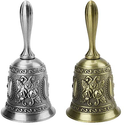 JINXIAN 2pcs Hand bell Classic Zinc Alloy Restaurant Service Bell Christmas Handbell Table Bell Meal Bell Handbell for Bell Warning Dinner Reception Hotel Service