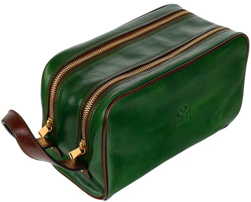 Kulturbeutel Leder Herren - Kosmetikbeutel - Waschtasche für Männer - 100% Echtleder - Hochwertige Kosmetiktasche Mann - Time Resistance