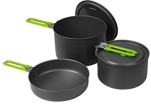 Camping-Kochgeschirr Elite 5-TLG. Alu-Topfset - Ideal für Camping und Freizeit Kochtöpfe Kochausrüstung Outdoor Wander Picknick