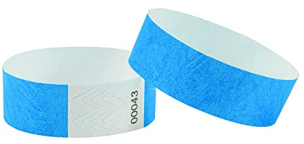 L LIKED 500 Pcs Event Wristbands Printable Paper Wristbands Festival Wristbands for Events Paper Bracelets Wrist Bands for Parties, Security, Nightclubs, Waterparks (Fluorescent Blue)