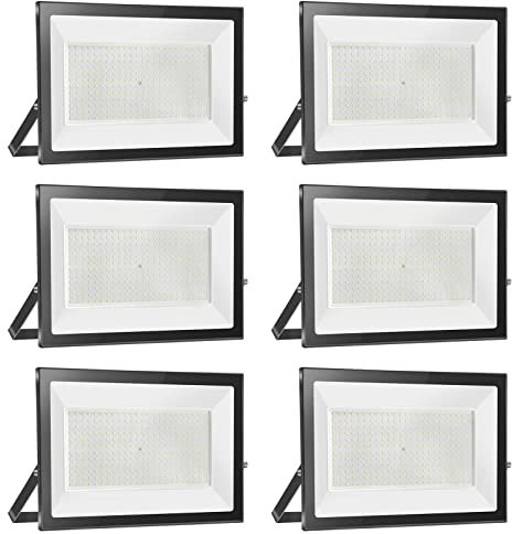 loyal 6er 300W LED Strahler Außen 30000LM, 6000K Kaltweiß LED Fluter Flutlicht, IP65 wasserdicht Industriestrahler, Superhell LED Scheiwerfer, LED Außenstrahler für Garten Garage Sportplatz