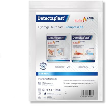 Detectaplast Brandwunden-Kompresse Set mit Hydrogel (2x 10x10 cm, 1x 20x20 cm) - Sterile Hydrogel-Kompressen für starke Verbrennungen - Brandwunden-Kompresse zur Wundheilung - Gel-Wundkompressen