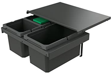Naber 8013382 Abfallsammler Cox Stand-UP® 250 S/600-3 mit Biodeckel, anthrazit, 25 (1x13/2x6) Liter / 60 cm Schrankbreite