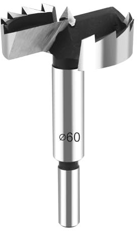 HPHOPE 60mm Forstner Bit, Forstner Drill Bit 60mm for Wood, Round Shank Drill