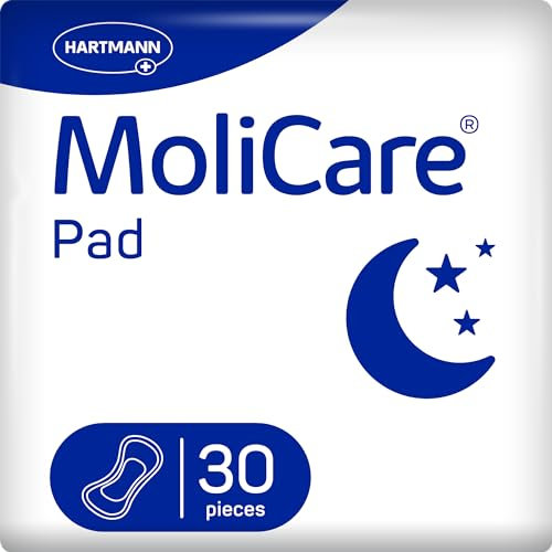 MoliCare® Pad Night – Incontinence Pads for Mild to Moderate Bladder Weakness at Night for Men & Women | Anatomically Shaped, Absorbent, Breathable & Discreet | 30 Pads