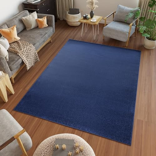 TAPISO Mono Teppich Kurzflor Indoor UV-beständig Dunkelblau Einfarbig Wohnzimmer Schlafzimmer Kinderzimmer Modern Design ÖKO-TEX 160 x 220 cm