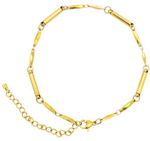 JEROOT Armband Damen im Magnetarmband Goldfarben Hochglanzpoliert mit Zylindrische Magnete, Edelstahl Rhombischarmband, Verschluss Armbänder für Damen