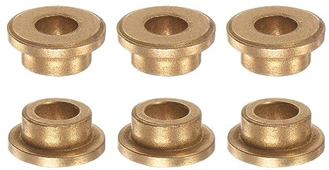 QUARKZMAN 6Stk Flansch Gleitlager Hülse Sinterbronze Buchsen 6x10x6mm | Selbstschmierende Lager mit 14x2mm Flansch Niedrigem Reibungskoeffizienten für Elektromotoren, 3D-Drucker, Maschinenbau