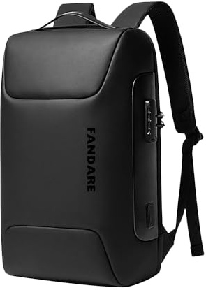 FANDARE Antirrobo Mochila Mochila Portatil 15.6 Pulgadas Mochila Hombre Mujer Mochila con Puerto de Carga USB Bolsos Bandolera para el Laptop para Ordenador del Negocio Trabajo Diario Viaje Negro A