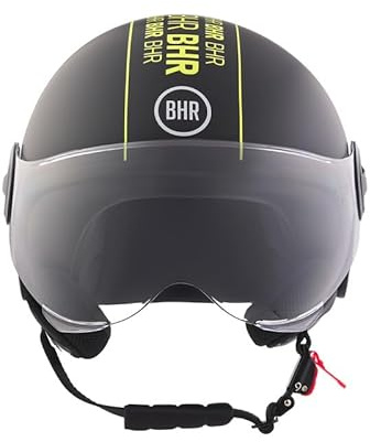 BHR Casco Demi-Jet 835 SPECIAL - Casco Scooter Omologato ECE 22.06 con Visiera a Occhiale Antigraffio - Sgancio Micrometrico e Guanciali Removibili - Cool Black S