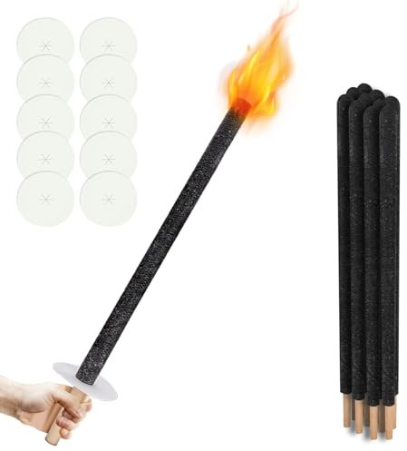 Jopassy Lot de 10 torches en cire - Durée de combustion : 45 min - Avec manche extra long - Qualité supérieure - 30 cm - Pour jardin, randonnée, randonnée, feu de camp