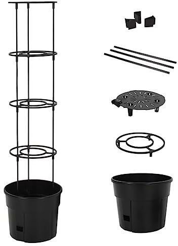 Youuihom Vasi per Piante da Esterno Cassette per la Coltivazione di Fiori Vaso a Torre per Pomodori Antracite Ø29,5x115 cm Polipropilene Adatto a Giardini, Balconi, Cortili e Parchi