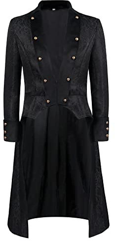 Herren Steampunk Frack Mantel Gothic Mittelalter Jacke Viktorianischen Gehrock Uniform Smoking Retro Langer Button Kleidung Cosplay Herren Kostüme Für Erwachsene
