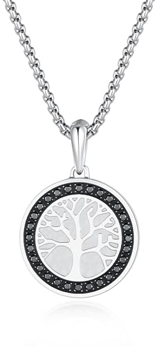 GAVU Collier Chaîne/Collier Perle Homme, Pendentif Arbre de Vie, Collier Homme Acier Inoxydable