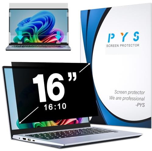 PYS Filtre de Confidentialité 16 Pouces 16:10 pour PC Portable - Protecteur d'Écran Anti-Regard/Pare-vue Latéral, Compatible Dell XPS, HP EliteBook, Lenovo Thinkpad
