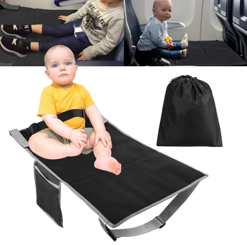 PRITOK Kinder Flugzeug Fußstütze für Reisen - Tragbare Fußstütze für Kurzstrecken Flüge, Schwarz