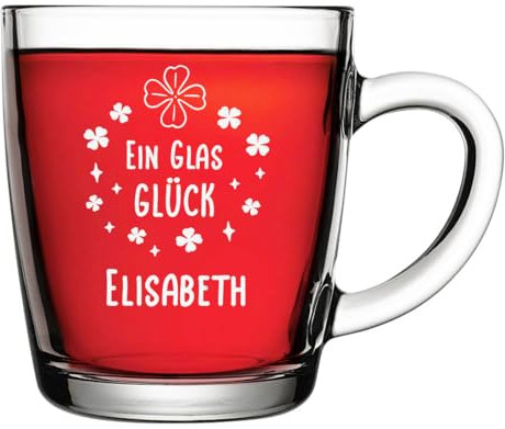 polar-effekt Teetasse aus Glas 340 ml mit personalisierter Gravur - Becher für Tee, Kaffee und Cappuccino - BPA-Frei und spülmaschinenfest