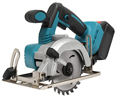Batteridriven handcirkelsåg, Ø 125 mm cirkelsåg trådlös 0–45° 4000 RPM med batteri och laddare, batterimotorsåg för skärning av trä/plast