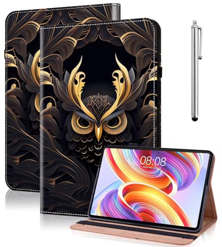 TUOLISG Hülle für Kindle Fire HD 8 & 8 Plus Tablet (12/10th Gen,2022/2020 Release) 8 PU Leder Slim Brieftasche Hülle mit Ständer KartenfachSchutzhülle Tasche - Eule