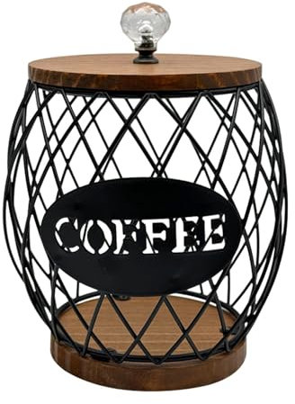 F Fityle Porte-dosette de café porte-Capsules expresso avec couvercle en bois organisateur de grande capacité tasse stockage de dosette de café pour la cuisine, Noir