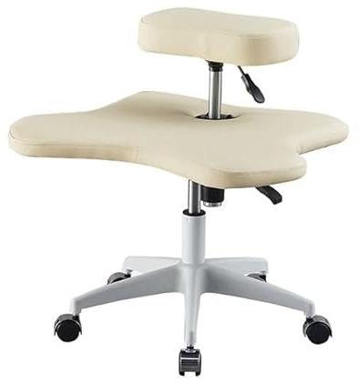 ASerZenith Meditationsstuhl, ergonomischer Kniestuhl, Stuhl mit gekreuzten Beinen und Rädern, höhenverstellbarer Stuhl für Zuhause und Büro (Beige, Einheitsgröße),Beige-Einheitsgröße