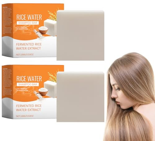 2 Stück Reis-Shampoo-Seife Gegen Haarausfall, Anti Haarverlust Seife Festes Shampoo Anti-Haarausfall Reis Shampoo Bar Reiswasser-Shampoo, Haarseife Fester Conditioner Für Haarwachstum,Nährend,Stärkend