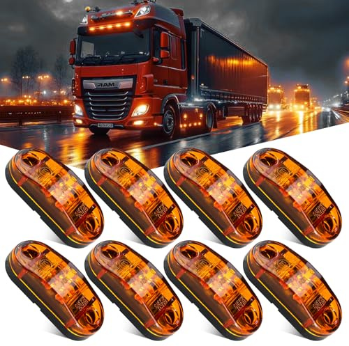 AUTOXBERT 8pcs LED Seitenmarkierungsleuchten 12V 24V Begrenzungsleuchten Positionsleuchten Gelb Markierungsleuchten für Anhänge LKW Van Caravan Lastwagen Wohnmobile Wohnwagen