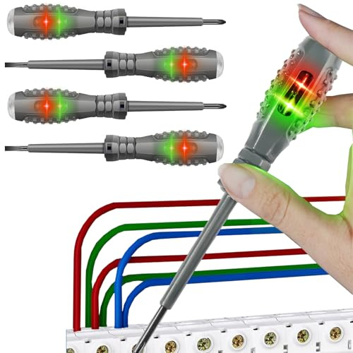 XineYuor Phasenprüfer,4PCS Phasenprüfer Schraubendreher,2-in-1-Schraubendreher mit Starkem Drehmoment und Magnet,12V-220V Voltage Tester Schraubendreher Set Schraubenzieher