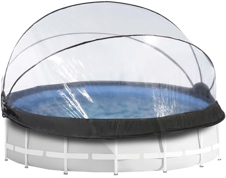EXIT Toys Poolabdeckung Rund ø 427 cm Universell für Intex/Bestway Pools – Hält Wasser Warm und Sauber – Poolüberdachung mit Verbindungsset für Viele Marken – Transparent